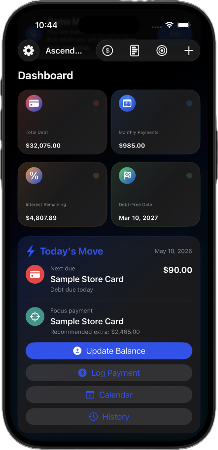 AscendDebt app screenshot